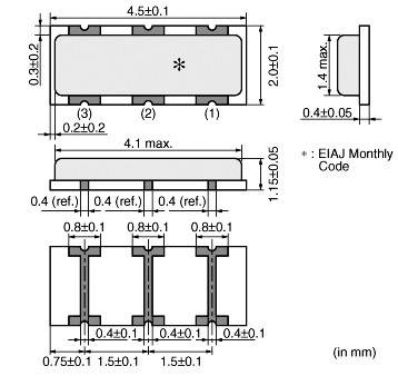 Murata Keramik-Resonator CSTCR4M00G53-R0 CERALOCK® 15pF Abmessungen (L x B x H) 1.15 x 4.5 x 2.0mm SMD-3