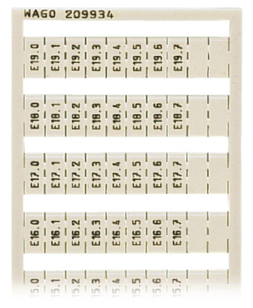 Etikettendruckrolle mit alphanumerischen Codes in einer Tabelle. Jede Zelle enthält einen Code wie 'E19.0', 'E18.9' usw., mit identischen Formaten.