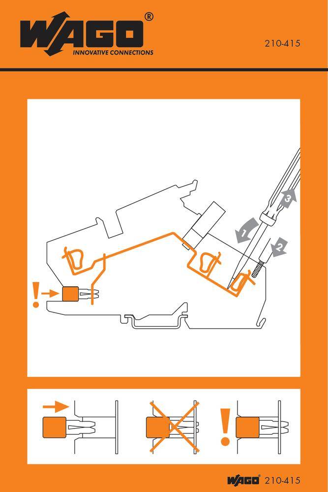 Schematische Darstellung der Verdrahtung einer Verbindungsklemme mit Symbolen und Pfeilen zur korrekten und fehlerhaften Verbindungsweise.