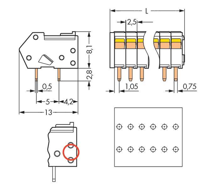 WAGO 218-102/000-604 Federkraftklemmblock 0.50mm² Polzahl 2 Schwarz 1000St.