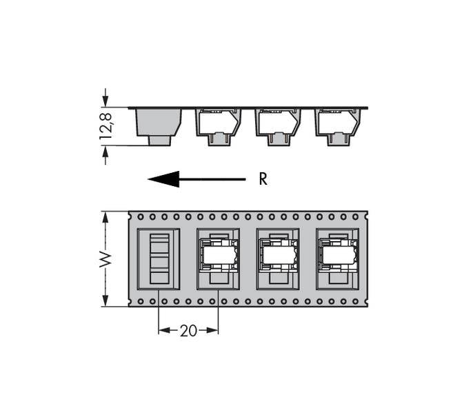 WAGO 218-503/000-604/997-405 Federkraftklemmblock 0.50 mm² Polzahl 3 Schwarz 250 St.