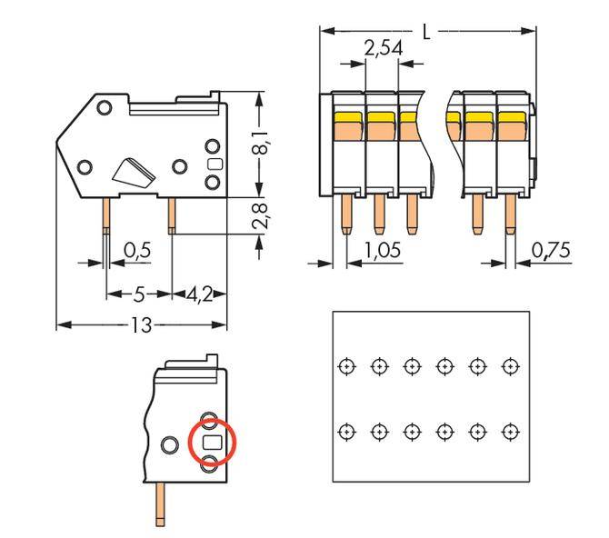 WAGO 218-503/000-604 Federkraftklemmblock 0.50mm² Polzahl 3 Schwarz 1000St.