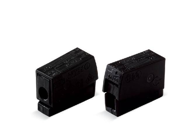 WAGO 224-104 Leuchtenklemme flexibel: 0.5-2.5 mm² starr: 0.5-2.5 mm² Polzahl: 2 100 St. Schwarz