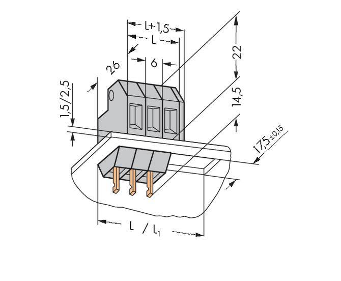 WAGO 226-111 Federkraftklemmblock 4.00 mm² Polzahl 1 Grau 200 St.