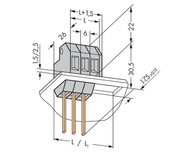 WAGO 226-103 Federkraftklemmblock 4.00 mm² Polzahl 1 Grau 150 St.