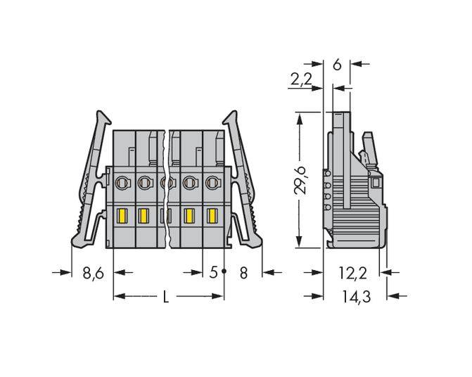 WAGO Buchsengehäuse-Kabel 231 Polzahl Gesamt 9 Rastermaß: 5 mm 231-109/037-000 25 St.