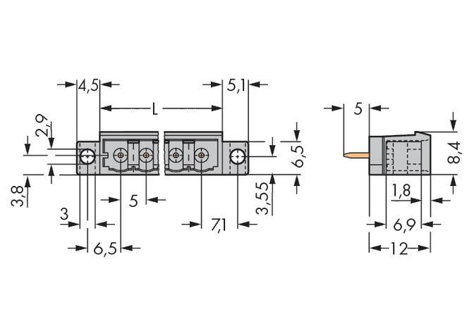 WAGO Stiftleiste (Standard) 300 Polzahl Gesamt 5 Rastermaß: 5 mm 231-165/040-000 100 St.