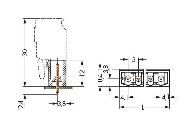 WAGO Stiftleiste (Standard) 300 Polzahl Gesamt 6 Rastermaß: 5 mm 231-136/001-000/105-604 100 St.