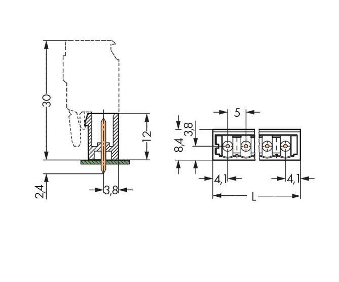 WAGO Stiftleiste (Standard) 300 Polzahl Gesamt 8 Rastermaß: 5 mm 231-168/001-000/105-604 100 St.