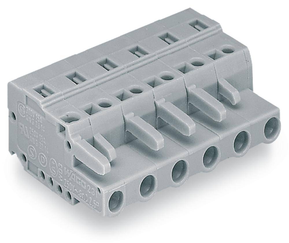 WAGO Buchsengehäuse-Kabel 231 Polzahl Gesamt 6 Rastermaß: 7.50mm 231-206/026-000 50St.