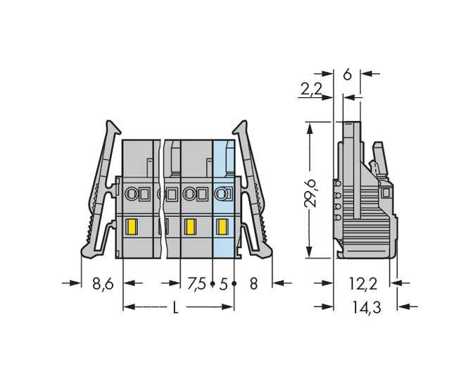 WAGO Buchsengehäuse-Kabel 231 Polzahl Gesamt 5 Rastermaß: 7.50mm 231-205/037-000/033-000 50St.