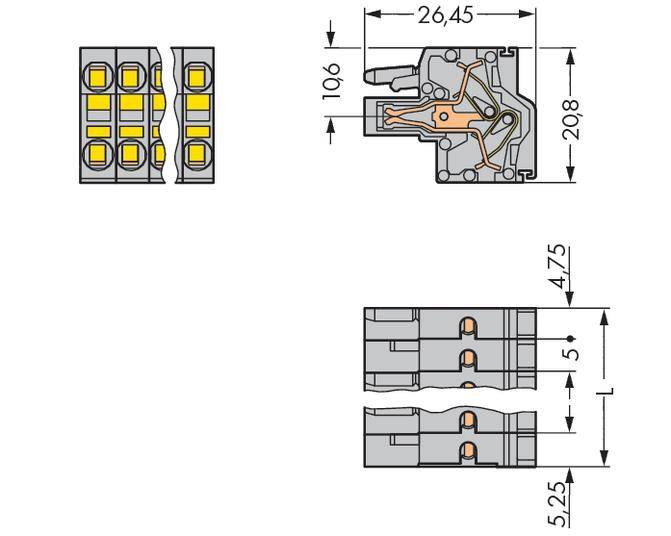 WAGO Buchsengehäuse-Kabel 231 Polzahl Gesamt 6 Rastermaß: 5 mm 231-2106/026-000 50 St.