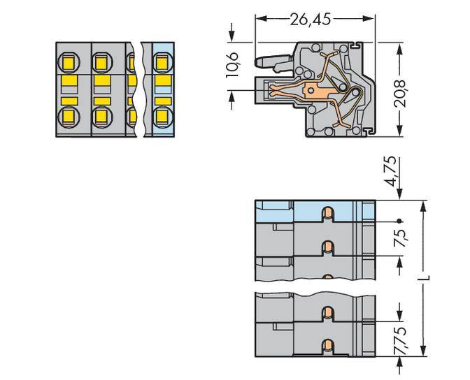 WAGO Buchsengehäuse-Kabel 231 Polzahl Gesamt 11 Rastermaß: 7.50 mm 231-2211/026-000 25 St.