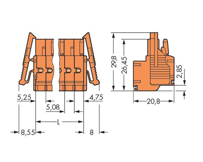 WAGO Buchsengehäuse-Kabel 231 Polzahl Gesamt 3 Rastermaß: 5.08 mm 231-2303/037-000 50 St.