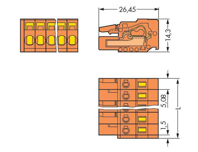 WAGO Buchsengehäuse-Kabel 231 Polzahl Gesamt 24 Rastermaß: 5.08 mm 231-324/026-000 10 St.