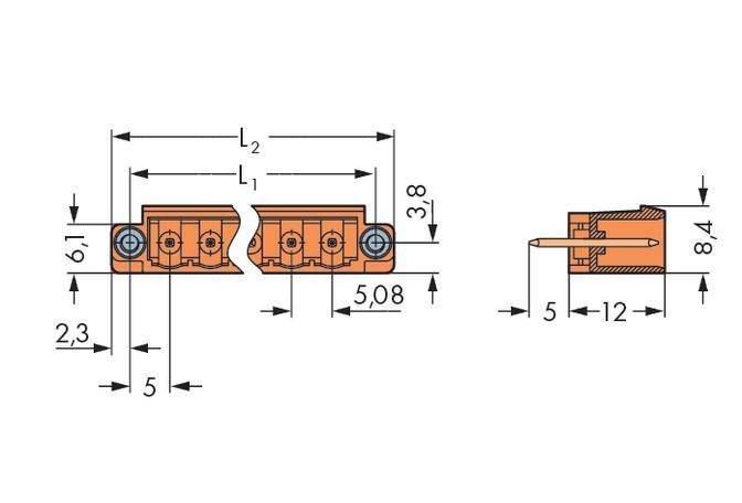 WAGO Stiftleiste (Standard) 300 Polzahl Gesamt 12 Rastermaß: 5.08 mm 231-372/108-000 100 St.
