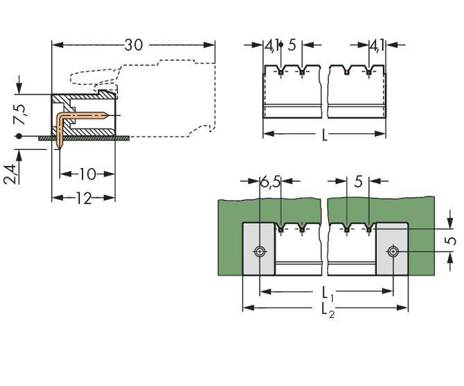 WAGO Stiftleiste (Standard) 300 Polzahl Gesamt 4 Rastermaß: 5mm 231-464/001-000/105-604 200St.