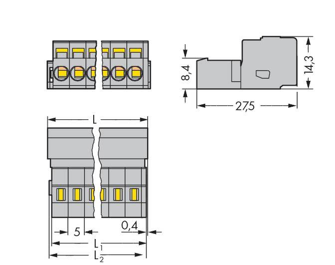WAGO Stiftleiste (Standard) 300 Polzahl Gesamt 3 Rastermaß: 5 mm 231-603 100 St.