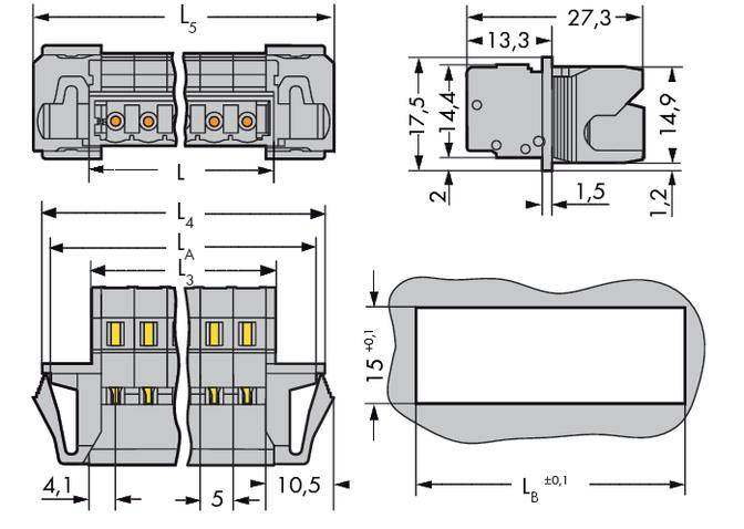 WAGO Stiftleiste (Standard) 300 Polzahl Gesamt 16 Rastermaß: 5mm 231-616/114-000 10St.