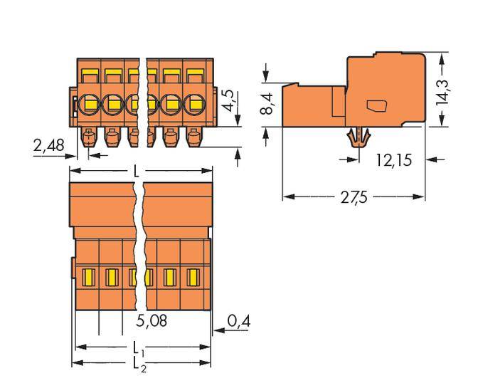 WAGO Stiftleiste (Standard) 300 Polzahl Gesamt 14 Rastermaß: 5.08 mm 231-644/018-000 25 St.