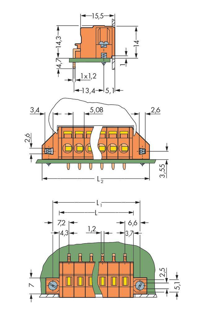 WAGO 231-633/023-000 Federkraftklemmblock Polzahl 3 Orange 50 St.
