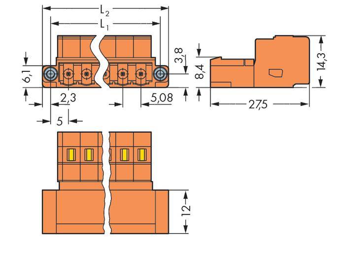 WAGO Stiftleiste (Standard) 300 Polzahl Gesamt 3 Rastermaß: 5.08 mm 231-633/109-000 50 St.