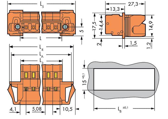 WAGO Stiftleiste (Standard) 300 Polzahl Gesamt 8 Rastermaß: 5.08 mm 231-638/129-000 25 St.