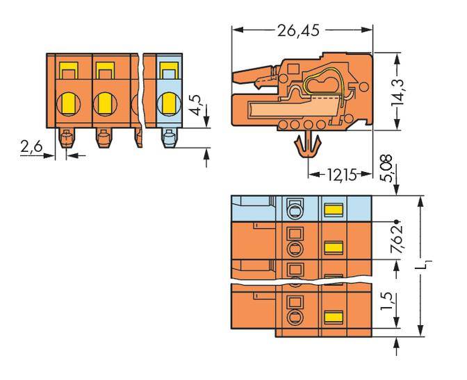WAGO Buchsengehäuse-Kabel 231 Polzahl Gesamt 3 Rastermaß: 7.62 mm 231-703/008-000 100 St.