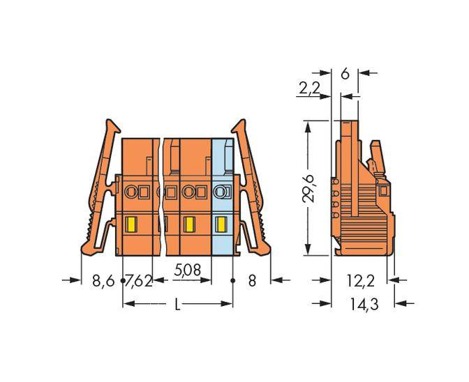 WAGO Buchsengehäuse-Kabel 231 Polzahl Gesamt 8 Rastermaß: 7.62 mm 231-708/037-000 25 St.