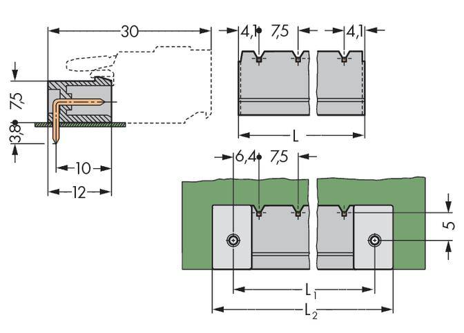 WAGO Stiftleiste (Standard) 300 Polzahl Gesamt 12 Rastermaß: 7.50 mm 231-842/001-000 50 St.
