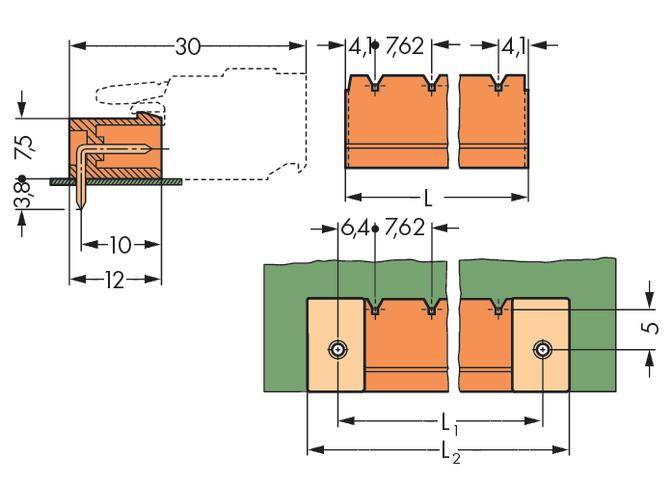WAGO Stiftleiste (Standard) 300 Polzahl Gesamt 6 Rastermaß: 7.62 mm 231-966/001-000 100 St.