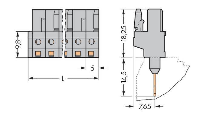 WAGO Buchsengehäuse-Platine 232 Polzahl Gesamt 5 Rastermaß: 5 mm 232-135/005-000 100 St.
