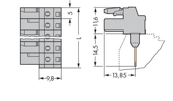 WAGO Buchsengehäuse-Platine 232 Polzahl Gesamt 7 Rastermaß: 5mm 232-237/005-000 50St.