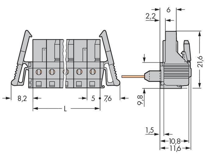 WAGO Buchsengehäuse-Platine 232 Polzahl Gesamt 4 Rastermaß: 5mm 232-234/005-000/039-000 50St.