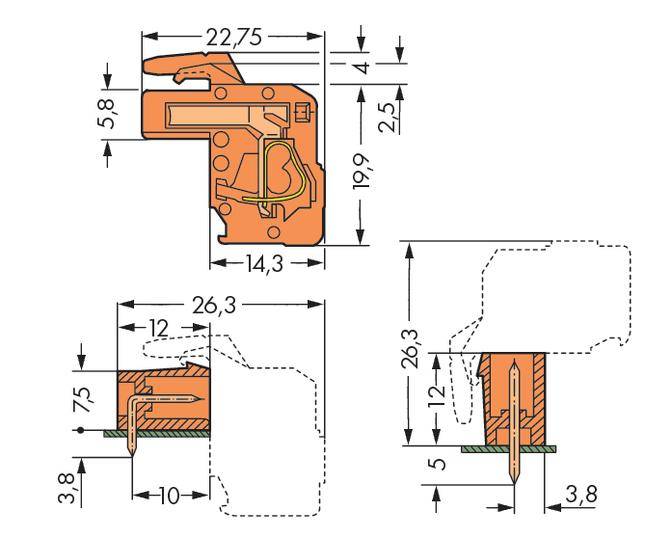 WAGO Buchsengehäuse-Kabel 232 Polzahl Gesamt 16 Rastermaß: 5.08 mm 232-316/026-000 25 St.