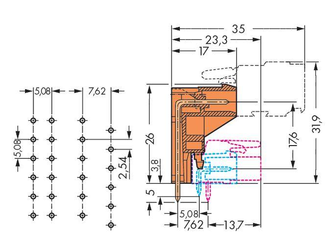WAGO Stiftleiste (Standard) 301 Polzahl Gesamt 10 Rastermaß: 5.08mm 232-370 50St.