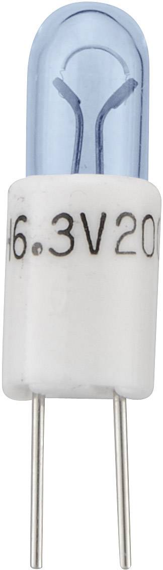 Eine blaue, zweipolige LED-Lampe mit der Aufschrift 6.3V 20mA