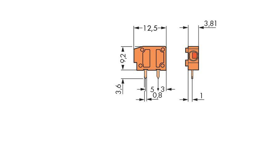 WAGO 235-101/330-000 Federkraftklemmblock 0.75mm² Polzahl 1 Orange 800St.