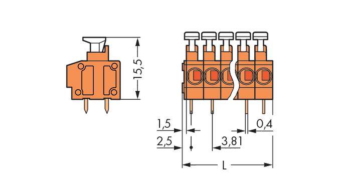 WAGO 235-110 Federkraftklemmblock 1.50mm² Polzahl 10 Orange 120St.