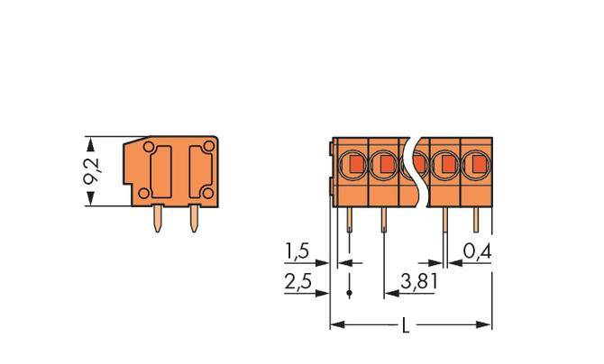 WAGO 235-103/330-000 Federkraftklemmblock 0.75mm² Polzahl 3 Orange 360St.