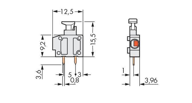 WAGO 235-201 Federkraftklemmblock 1.50mm² Polzahl 1 Lichtgrau 800St.