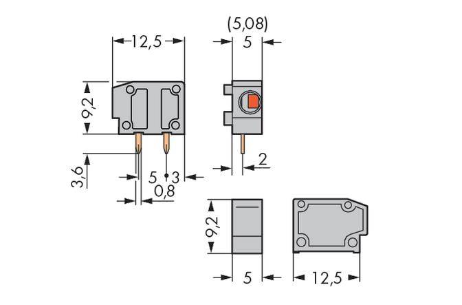 WAGO 235-401 Federkraftklemmblock 1.50mm² Polzahl 1 Grau 800St.