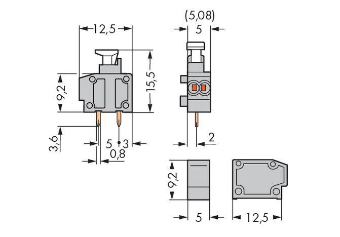 WAGO 235-712/331-000 Federkraftklemmblock Polzahl 1 Dunkelgrau 800St.