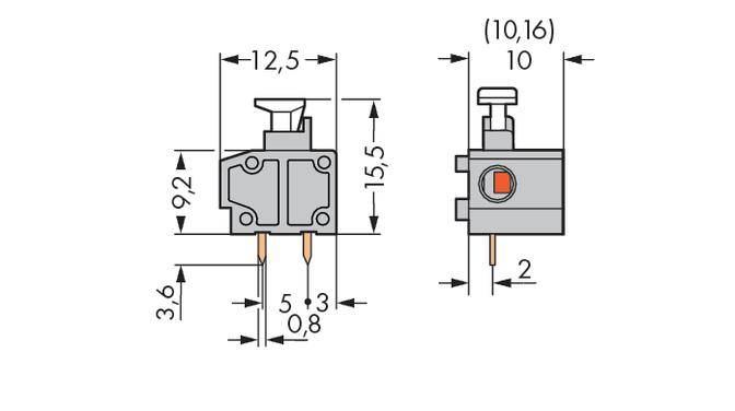WAGO 235-766/331-000 Federkraftklemmblock 0.75mm² Polzahl 1 Orange 400St.