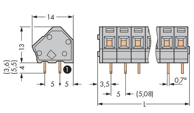 WAGO 236-416/332-009/999-950 Federkraftklemmblock 2.50mm² Polzahl 16 Lichtgrau 60St.