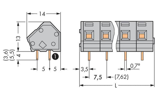 WAGO 236-505 Federkraftklemmblock 2.50 mm² Polzahl 5 Grau 120 St.
