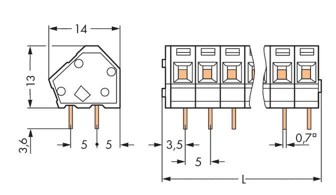 WAGO 236-405/334-604 Federkraftklemmblock 2.50mm² Polzahl 5 Schwarz 180St.