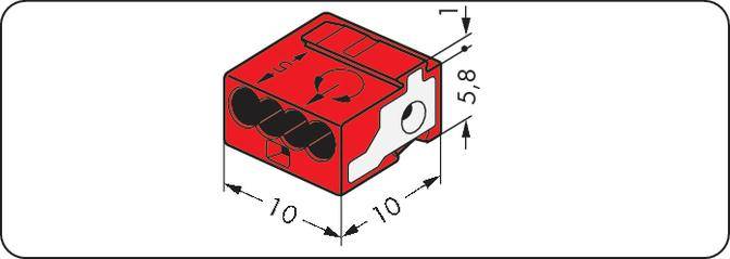 WAGO 243-814 Dosenklemme flexibel: - starr: 0.28-0.5mm² Polzahl (num): 4 400 St. Rot