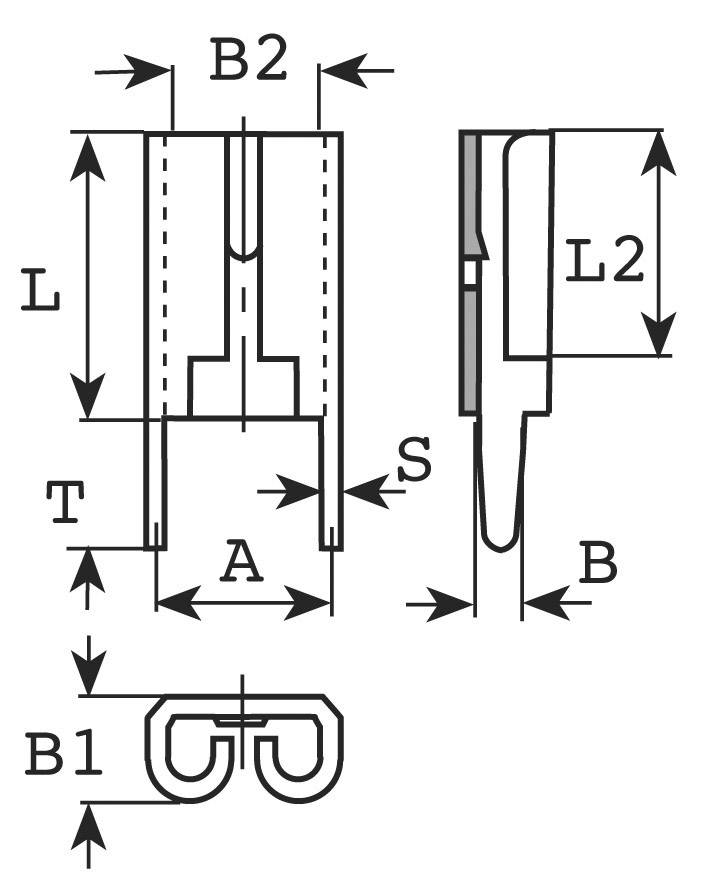 Vogt Verbindungstechnik 3826F08.68 Flachsteckhülse zum Einlöten in gedruckte Schaltungen Steckbreite: 4.8mm Steckdicke: 0.8m