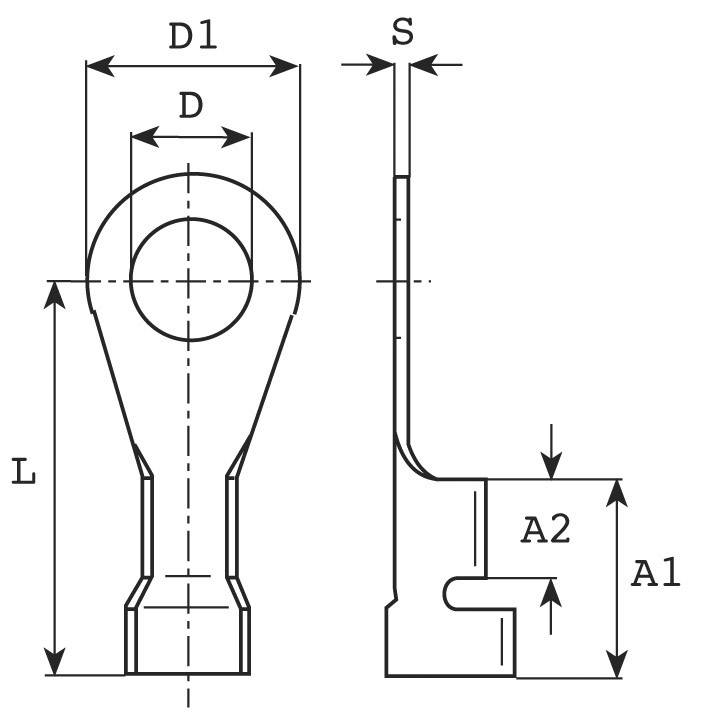 Vogt Verbindungstechnik 3320A.67 Ringkabelschuh Querschnitt (max.)=1mm² Loch-Ø=5.3mm Unisoliert Metall